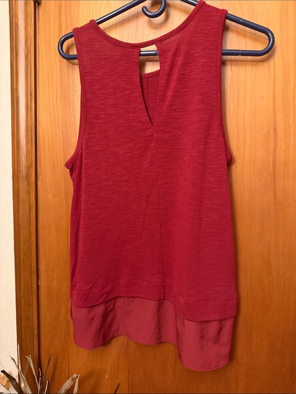 J Crew Sleeveless Layered-Hem Tank Top - Burgundy Red